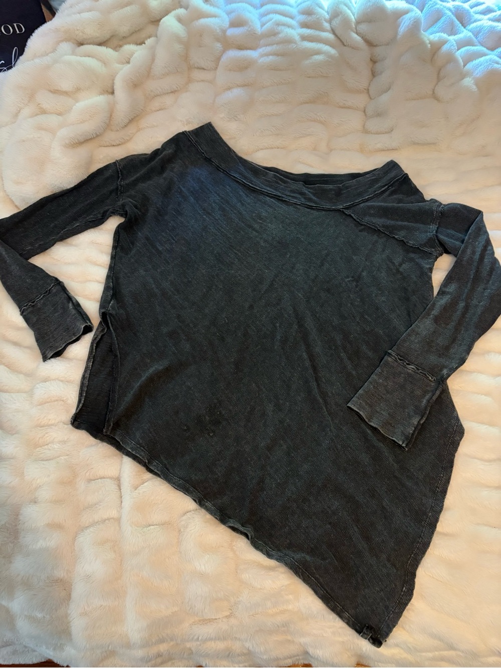 We The Free Washed Black Off-Shoulder Long Sleeve Top - Picture 7 of 7